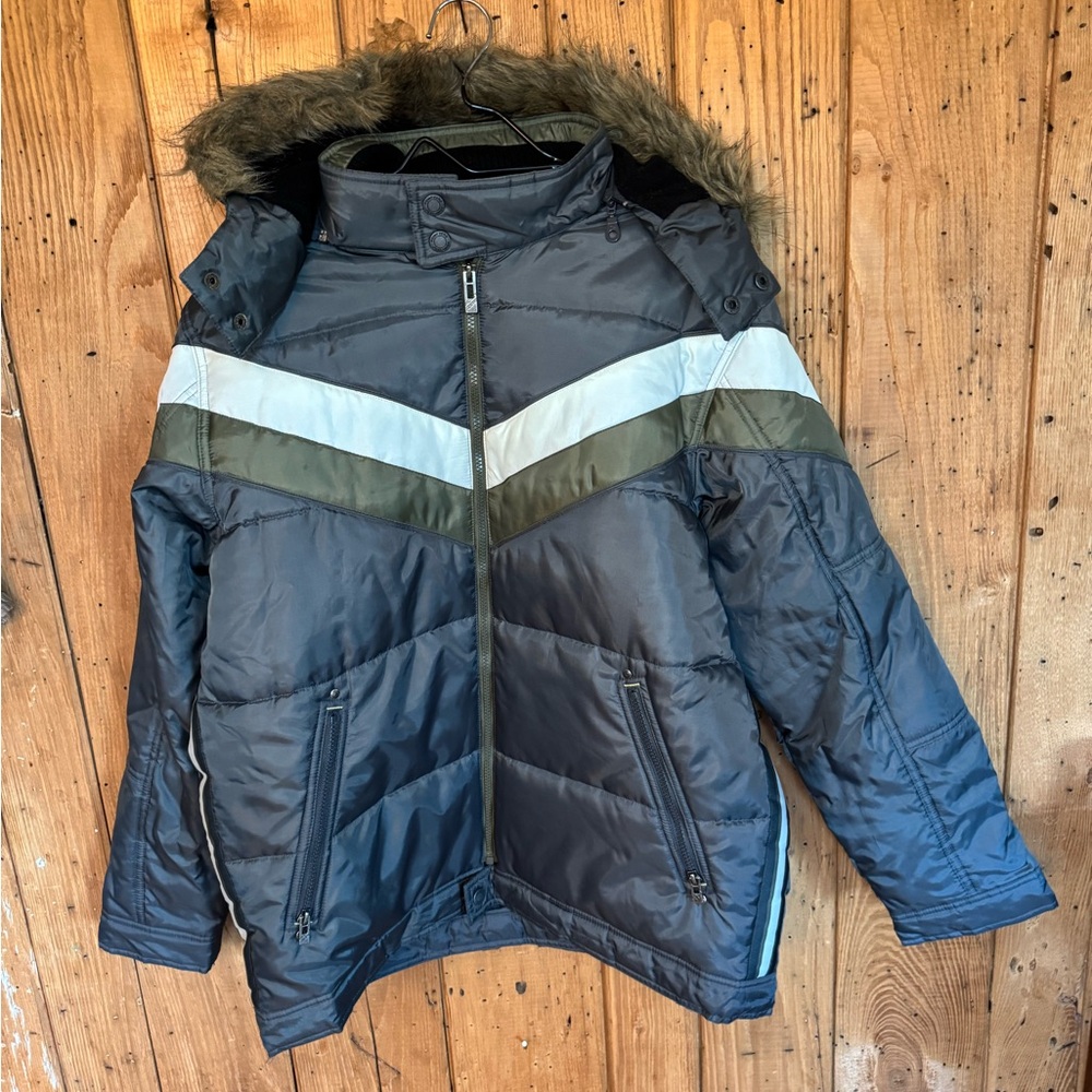 Point Zero Men’s XL Nordic Winter Jacket Ski Snowboard Faux Fur Hood NWT